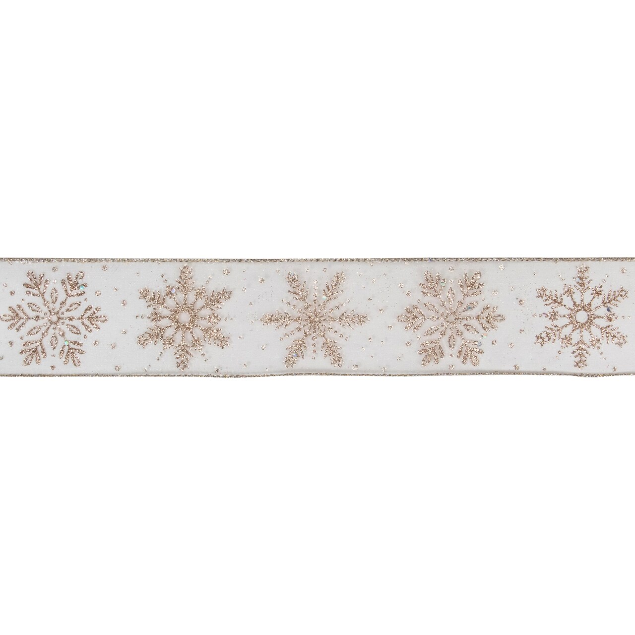 Northlight Sheer Gold Snowflake Christmas Wired Craft Ribbon 2.5" x 10 Yards